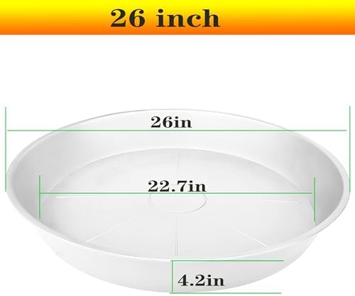 3 Pack of 26 inch Plant Saucer, 4.2" Depth Tray, Large Deep Garden Plastic Flower Planter Plant Trays for Indoors Outdoor Bath Bath (26", Creamy White) - Image 2