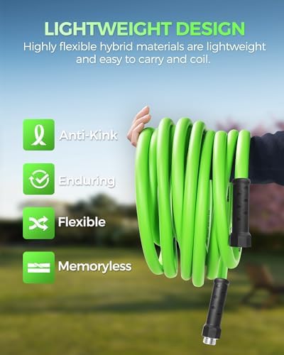 30 FT x 5/8″ Garden Hose, Lightweight Flexible Garden Water Hose with Swivel Handle, 200 PSI Working, 450 PSI Burst, Heavy Duty Water Hose for All-Weather Outdoor Use, G30GH06 - Image 3