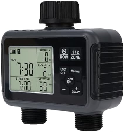 2 Zone Programmable Water Timer with Rain Delay Manual Auto Modes LED Display IPX5 for Lawn Garden Irrigation Hose Timer - Image 2