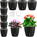 Self-Watering Pots for Indoor Plants, 8-Pack Self Watering Planter with Drainage Holes, Small African Violet Pots with Water Indicator, 5-Pack 5''/3-Pack 6.7'' Orchid Pot, Black by KvyusFlourish