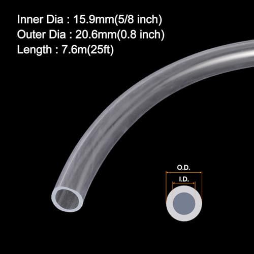 MECCANIXITY Clear PVC Tubing 5/8" ID Plastic PVC Tube Flexible Water Hose 25ft for Industrial Tubing, Aquariums, Pump, 15.9mm x 20.6mm, with 2pcs Clamps - Image 2