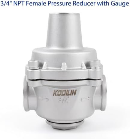 Water Pressure Regulator valve with Gauge, 3/4" NPT Adjustable RV Water Pressure Regulator, 304 Stainless Steel Water Pressure Reducing Valve for Garden, Home, Industrial Use - Image 3