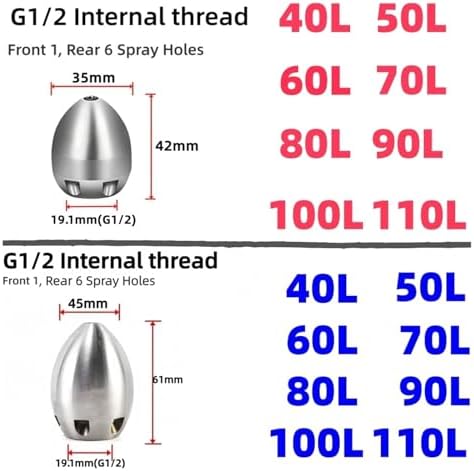 40L~110L G1/2 Inch Sewer Jetter Nozzle Stainless Steel Pipeline Cleaning Tools High Pressure Machine Accessories(Dark Khaki,100LIMin) - Image 3