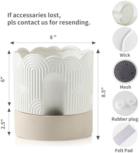 Nihow Ceramic Self Watering Pots for Indoor Plants, 8 Inch,Beige - Image 2