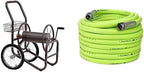 Liberty Garden 880-2 Industrial 2-Wheel Pneumatic Tires Garden Hose Reel Cart, Holds 300-Feetof 5/8-Inch Hose - Gray and Flexzilla Garden Hose 5/8 in. x 100 ft., Heavy Duty, Lightweight, Drinking Water Safe, ZillaGreen - HFZG5100YW-E by LibertyGardenProducts