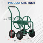 FDW Garden Hose Reel Cart, Water Hose Cart with 4 Wheels, Hold Up to 300 ft of 5/8’’ Hose，Heavy Duty Powder-Coated Steel Planting with Storage Basket, for Garden, Yard and Lawn - Image 6