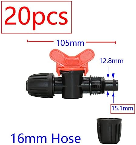 20pcs Drip Irrigation Mini Valve 4/7 3/8/10/12/16/20 /25mm Pipe Garden Tap 1/2 quot; 3/4 Male Thread Water Hose Barb Connector(J) - Image 2