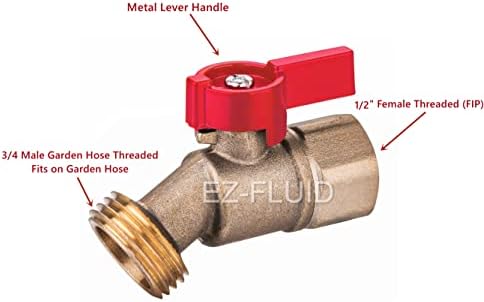 EZ-FLUID (10) Heavy Duty LF Brass 1/2" FIP X 3/4" MHT Male Hose Threaded Hose Connector 1/4 Turn No-Kink Hose Bibb,Water Faucet Outdoor Garden Faucet Hoses Spigot Shut Off Valve - Image 3