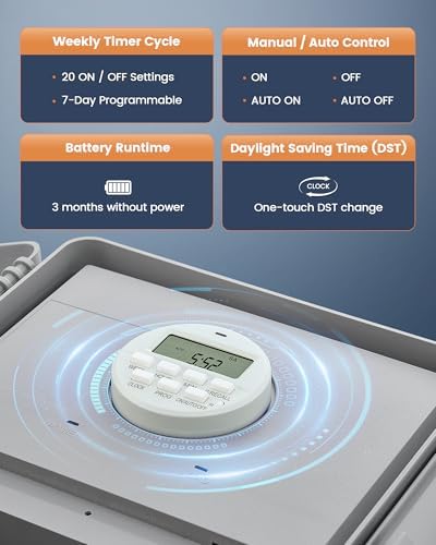 SURAIELEC Digital Pool Timer, 40AMP 120V 2HP, 7-Day Programmable Timer - Image 4