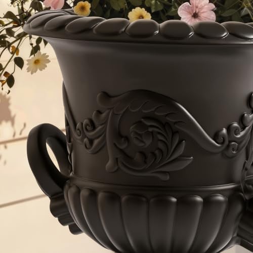 Classical Roman Pedestal Urn Planters, 31.5 Inch, Black - Image 3