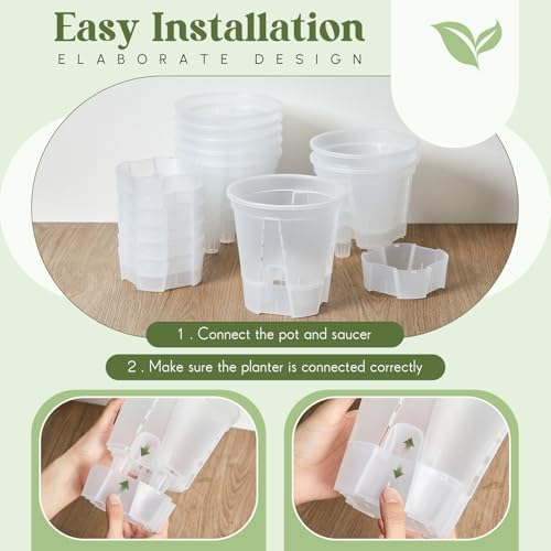 Wonderjune Self Watering Planter, 5.91'', Clear, 9 Pcs - Image 6