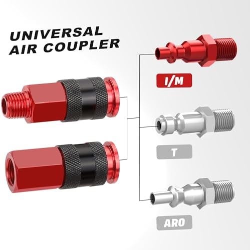 Hromee Universal Air Coupler and Industrial Air Plug Kit, 1/4 Inch Threads and Body Size, 36 Pieces Air Compressor Hose Fittings - Image 2