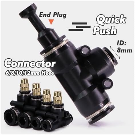 Adjustable Misting Nozzle with Tee Adapter - Brass & Plastic Irrigation Sprayer for 6/8/10/12mm Hose Perfect for Garden Watering and Cooling Systems(For 12mm Tubing) - Image 4