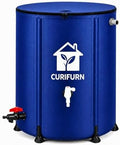 53 Gal Collapsible Rain Barrel with Spigot, Filter and Overflow Kit, Blue by Curifurn