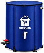 53 Gal Collapsible Rain Barrel with Spigot, Filter and Overflow Kit, Blue by Curifurn