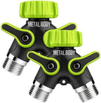 Garden Hose Splitter 2 Way Heavy Duty - Leakproof Full Metal Body Faucet Spigot Splitter (2 pack) by Craft911byLIME