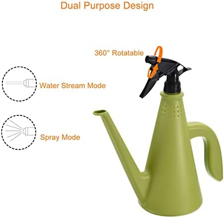 MECCANIXITY Watering Can with Sprayer, Plastic Dual-Use Spout Watering Pot Adjustable Water Spray for Indoor Outdoor House Plants Garden Flower Green - Image 5