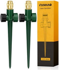 FANHAO 2 Pack Metal Lawn Sprinkler for Yard, Automatic Garden Water Sprinkler on Spike Base, Adjustable Irrigation System 360 Degree Large Area Coverage for Lawn Grass Patio Garden Irrigation by FANHAO