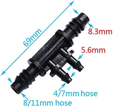 Quick Connect Garden Hose Garden Hose Tee Barb 8/11 To 1/4" 4/7 Hose Connector 4 Way Garden Irrigation Manifold 3/8" 80PCS (Color : Black, Diameter : 3/8'') - Image 2