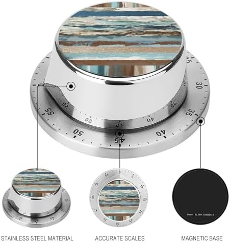 Mechanical Kitchen Timers for Cooking,Crossed Stripes Printed 60 Minute Magnetic Countdown Timer,Cute Cooking Timers with Alarm,Stainless Steel Time Timer Manual No Batteries Required - Image 3