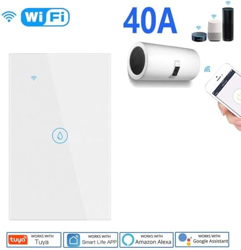 WiFi Smart Water Heater Switch, 40A, Touch Panel with Timing Function, Works with Tuya, Alexa, Google Assistant - Image 2