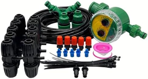 (10Meters 5/16"Watering TimerDrip Irrigation System Kit, Garden Watering System with Hose Distribution Tubing Drip Emitters Drip Spray Nozzles,Automatic Drip Irrigation Kit (10m+Manual Timer) - Image 2