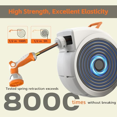 Retractable Garden Hose Reel 100 FT, 1/2" Heavy Duty Garden Hose - Image 3