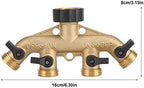 Fdit 3/4 Inch Brass 4 Way Hose Pipe Splitter, Garden Irrigation Tap Connector, Thread, Golden and Black - Image 3