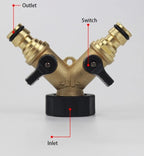 2 Way Hose Splitter, Garden Hose Brass Y Valve Water Outdoor Garden Hose Adapter, Y Hose Garden Faucet Splitter - Image 3