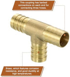 uxcell 5pcs Brass Tee Barb Fittings, 3-Ways Tee 3/4" x 3/4" x 3/4" Barbed Hose Reducer, Tee Brass Barb Fitting Reducer with 15pcs Hose Clamps for Water Fuel Air - Image 4