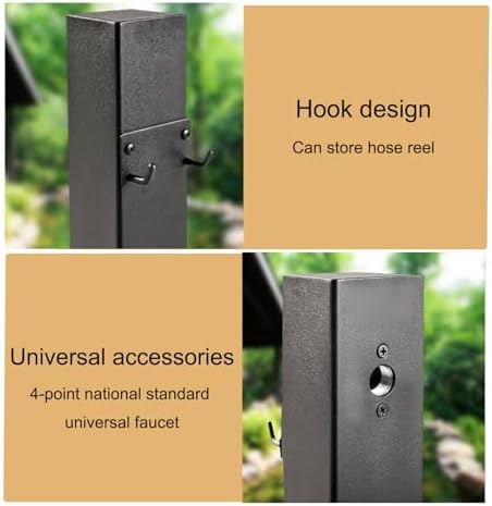 Stainless Steel Garden Water Column Fountain - Outdoor Freestanding Hose Stand with Decorative Water Feature & Dispenser, 31.5in x 3.1in Post Faucet Hydrant - Image 4