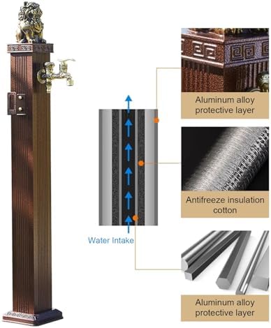Freestanding Outdoor Faucet with Tap and Spray Gun, Vertical Garden Water Column with Hose Holder for Garden Irrigation, Car Washing, Watering(69cm/27.1in) - Image 3