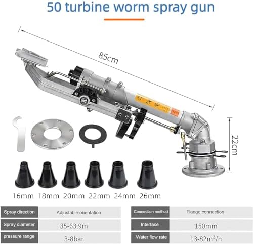 2.5"-3" Impulse Impact Sprinkler Farm Irrigation Sprinkler 360° Large-Area Watering Spray, Lawn Sprinkler Irrigation Spray Gun, with Replacement Nozzle & Welding francs for Farmland Lawn Watering - Image 7