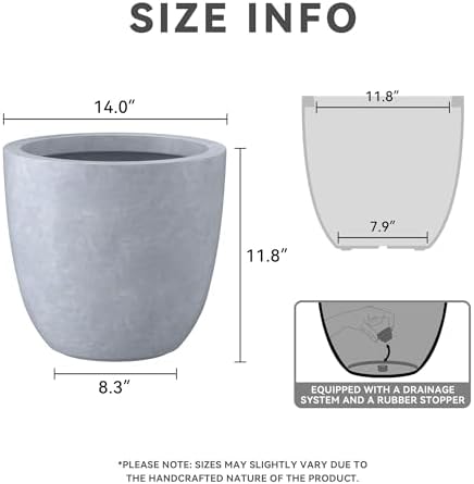 Kante Accent Round Bowl Blue Gray Concrete Planter 14" Dia, Outdoor - Image 2