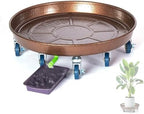 Plant Drip Trays Plant Tray Round Metal with Lockable Wheels and Drain Tray for Indoor Outdoor Flower Pot(Red,30cm/12in) by Unknown