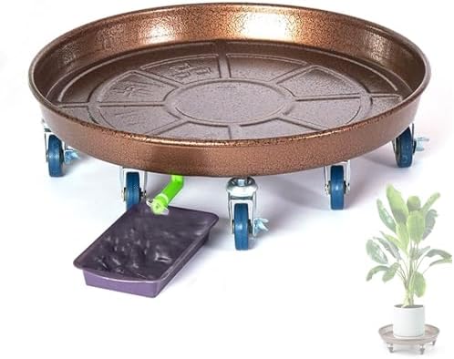 Plant Drip Trays Plant Tray Round Metal with Lockable Wheels and Drain Tray for Indoor Outdoor Flower Pot(Red,30cm/12in) by Unknown