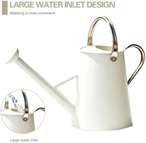 1.5 Gallon Metal Watering Can for Outdoor Plants, Large Watering Can,White - Image 3