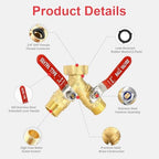 Garden Hose Splitter 2 Way, 3/4 Inch GHT Heavy Duty Water Brass Hose Y Spigot Splitter with Shutoff Valves,Outdoor Faucet Connector for Lawn, Irrigation & Washing - Image 5