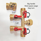 HQMPC Hose Splitter – Heavy-Duty Brass Garden Faucet Connector Garden Hose Splitter 4 Way 3/4" GHT Thread Red Handle - Image 3