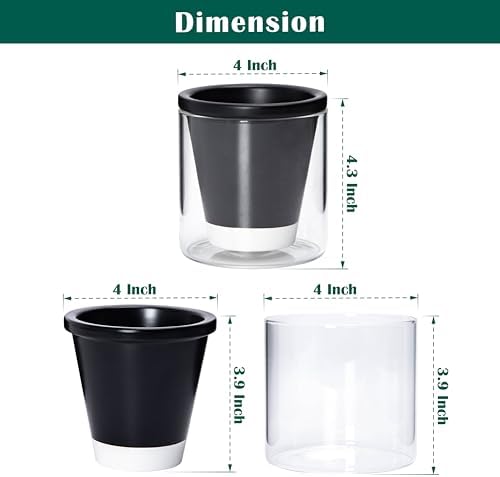 D'vine Dev Self-Watering Black Terracotta Planter, 4 in, 4-Pack, 37-Z-A-3-F - Image 3