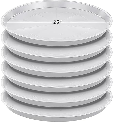 Eccliy 6 Pack Plastic Plant Saucer, Round, 25 Inch, White by Eccliy