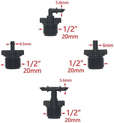 1/2 Inch Male Thread To 1/4 Inch Hose Barb Connector 6mm Water Hose Drip Irrigation System Fittings 100Pcs (Color : 4mm Barb) - Image 3