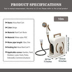 Hose Reel Cart Water Hose Cart Reel Compact Garden Hose Organizer, Portable Retractable Hose Reel, Household Car Wash Tool with Water Gun, for Backyard (Beige Hose Cart+10m Pipe) - Image 7