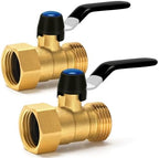 Brass Garden Hose Shut Off Valve with Full-Flow Design – Heavy Duty 3/4" GHT Nozzle Connector, 304 Stainless Steel Handle – 2 PC (Full Flow, Corrosion-Resistant) by Unknown