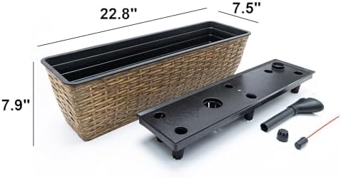 Wicker Rectangle Planters with Self-Watering System, 2-Pack, Brown - Image 4