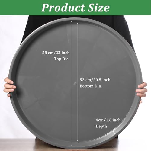 Eccliy 6 Pack Plastic Plant Saucer, Round, 23 Inch, Gray - Image 2