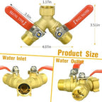 2 Pack Brass Garden Hose Splitter 2 Way, Full Flow Hose Splitter - Image 2