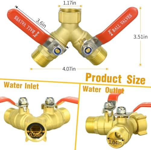 2 Pack Brass Garden Hose Splitter 2 Way, Full Flow Hose Splitter - Image 2