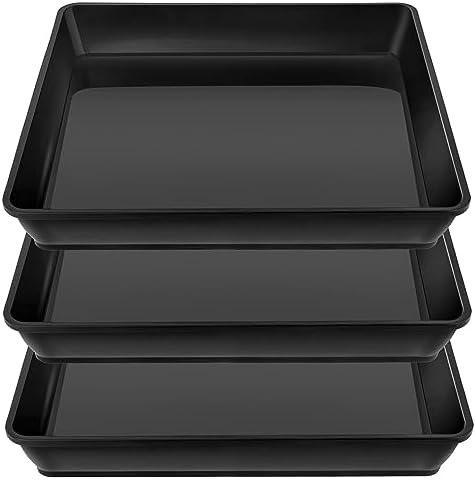 LWALRS Square Plant Saucer 20 22 Inch 3 Pack, Extra Large Plant Saucer, Deep Plant Trays for Pots, Duty Plastic Plant Water Tray, Planters for Indoors and Outdoors Plants (20 inch Black) by LWALRS