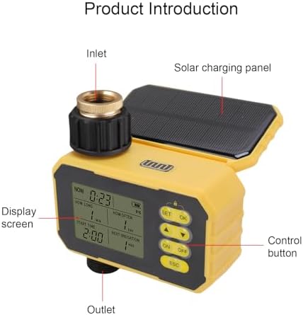 Water Timer for Garden Hose, Solar Powered Rain Delay Sensor Garden Sprinkler System, Automatic Irrigation Controller with Multiple Timing Groups for Lawns Yard Gardens - Image 4